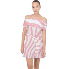 Pink Zebra Vibes Animal Print  Off Shoulder Chiffon Dress by ConteMonfrey