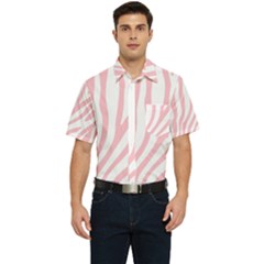 Pink Zebra Vibes Animal Print  Men s Short Sleeve Pocket Shirt 