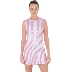 Pink Zebra Vibes Animal Print  Lace Up Front Bodycon Dress by ConteMonfrey