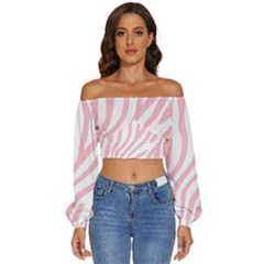 Pink Zebra Vibes Animal Print  Long Sleeve Crinkled Weave Crop Top by ConteMonfrey