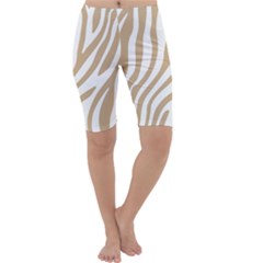 Brown Zebra Vibes Animal Print  Cropped Leggings  by ConteMonfrey