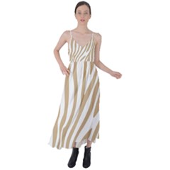 Brown Zebra Vibes Animal Print  Tie Back Maxi Dress