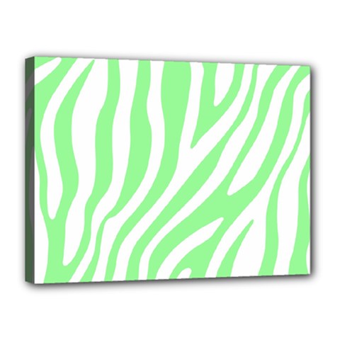 Green Zebra Vibes Animal Print  Canvas 16  X 12  (stretched) by ConteMonfrey