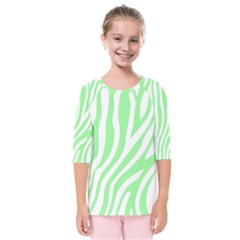 Green Zebra Vibes Animal Print  Kids  Quarter Sleeve Raglan Tee