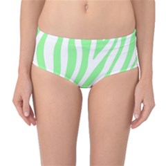 Green Zebra Vibes Animal Print  Mid-Waist Bikini Bottoms