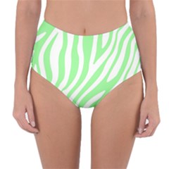 Green Zebra Vibes Animal Print  Reversible High-Waist Bikini Bottoms