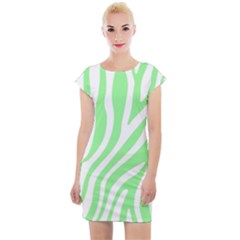 Green Zebra Vibes Animal Print  Cap Sleeve Bodycon Dress