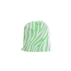 Green Zebra Vibes Animal Print  Drawstring Pouch (XS)