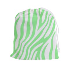 Green Zebra Vibes Animal Print  Drawstring Pouch (2XL)