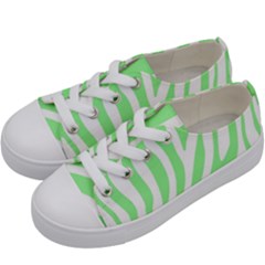 Green Zebra Vibes Animal Print  Kids  Low Top Canvas Sneakers