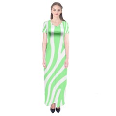 Green Zebra Vibes Animal Print  Short Sleeve Maxi Dress