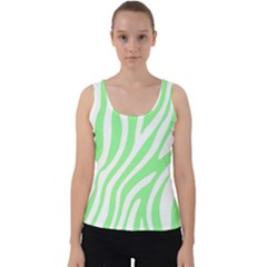 Green Zebra Vibes Animal Print  Velvet Tank Top