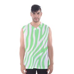 Green Zebra Vibes Animal Print  Men s Basketball Tank Top by ConteMonfrey