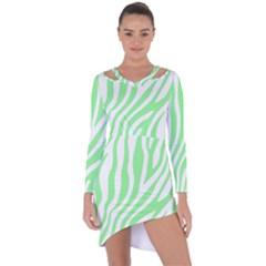 Green Zebra Vibes Animal Print  Asymmetric Cut-out Shift Dress by ConteMonfrey