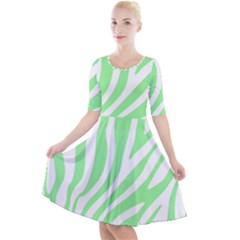 Green Zebra Vibes Animal Print  Quarter Sleeve A-line Dress by ConteMonfrey