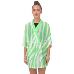 Green Zebra Vibes Animal Print  Half Sleeve Chiffon Kimono by ConteMonfrey