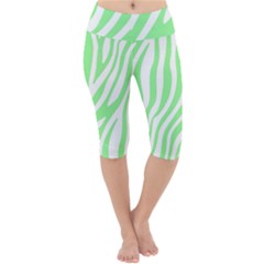 Green Zebra Vibes Animal Print  Lightweight Velour Cropped Yoga Leggings