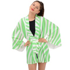 Green Zebra Vibes Animal Print  Long Sleeve Kimono