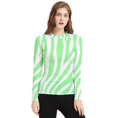 Green Zebra Vibes Animal Print  Women s Long Sleeve Rash Guard by ConteMonfrey