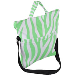 Green Zebra Vibes Animal Print  Fold Over Handle Tote Bag by ConteMonfrey