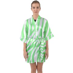 Green Zebra Vibes Animal Print  Half Sleeve Satin Kimono  by ConteMonfrey