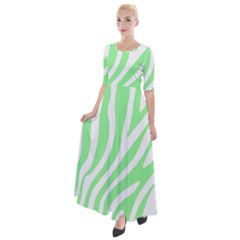 Green Zebra Vibes Animal Print  Half Sleeves Maxi Dress by ConteMonfrey