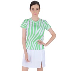 Green Zebra Vibes Animal Print  Women s Sports Top