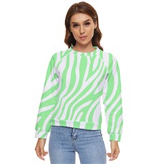 Green Zebra Vibes Animal Print  Women s Long Sleeve Raglan Tee