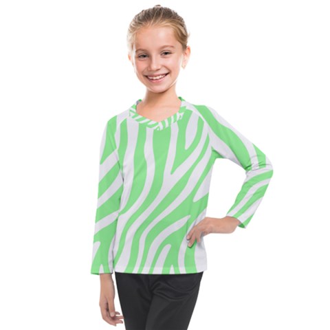 Green Zebra Vibes Animal Print  Kids  Long Mesh Tee by ConteMonfrey