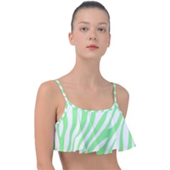 Green Zebra Vibes Animal Print  Frill Bikini Top by ConteMonfrey