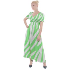 Green Zebra Vibes Animal Print  Button Up Short Sleeve Maxi Dress by ConteMonfrey