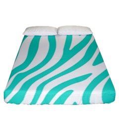 Blue Zebra Vibes Animal Print   Fitted Sheet (queen Size) by ConteMonfrey