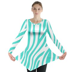 Blue Zebra Vibes Animal Print   Long Sleeve Tunic  by ConteMonfrey