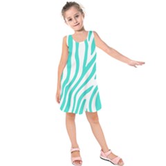 Blue Zebra Vibes Animal Print   Kids  Sleeveless Dress by ConteMonfrey