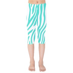 Blue Zebra Vibes Animal Print   Kids  Capri Leggings  by ConteMonfrey