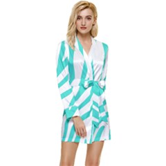 Blue Zebra Vibes Animal Print   Long Sleeve Satin Robe by ConteMonfrey