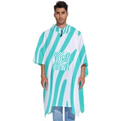 Blue Zebra Vibes Animal Print   Men s Hooded Rain Ponchos by ConteMonfrey