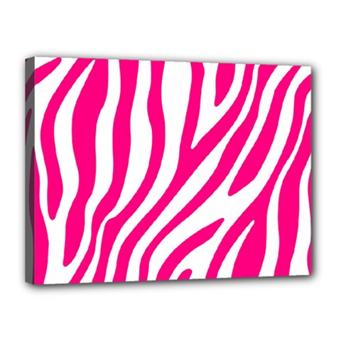 Pink Fucsia Zebra Vibes Animal Print Canvas 16  X 12  (stretched) by ConteMonfrey