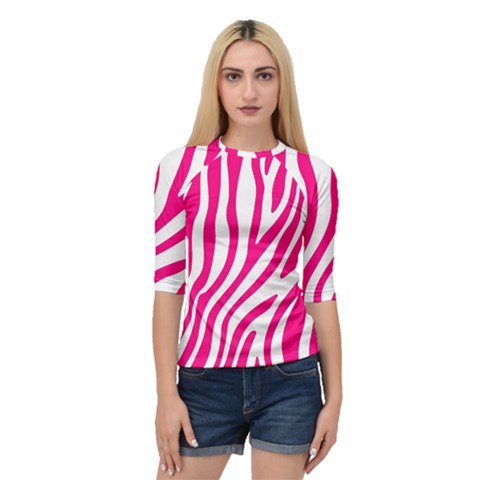 Pink Fucsia Zebra Vibes Animal Print Quarter Sleeve Raglan Tee by ConteMonfrey