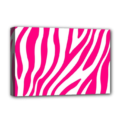 Pink Fucsia Zebra Vibes Animal Print Deluxe Canvas 18  X 12  (stretched)