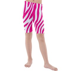 Pink Fucsia Zebra Vibes Animal Print Kids  Mid Length Swim Shorts by ConteMonfrey