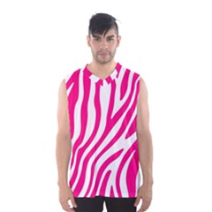 Pink Fucsia Zebra Vibes Animal Print Men s Basketball Tank Top by ConteMonfrey