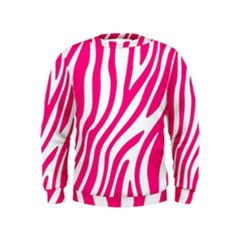 Pink Fucsia Zebra Vibes Animal Print Kids  Sweatshirt by ConteMonfrey