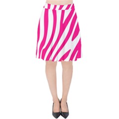 Pink Fucsia Zebra Vibes Animal Print Velvet High Waist Skirt by ConteMonfrey