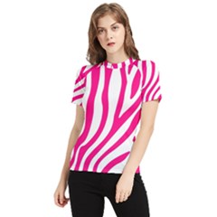 Pink Fucsia Zebra Vibes Animal Print Women s Short Sleeve Rash Guard by ConteMonfrey