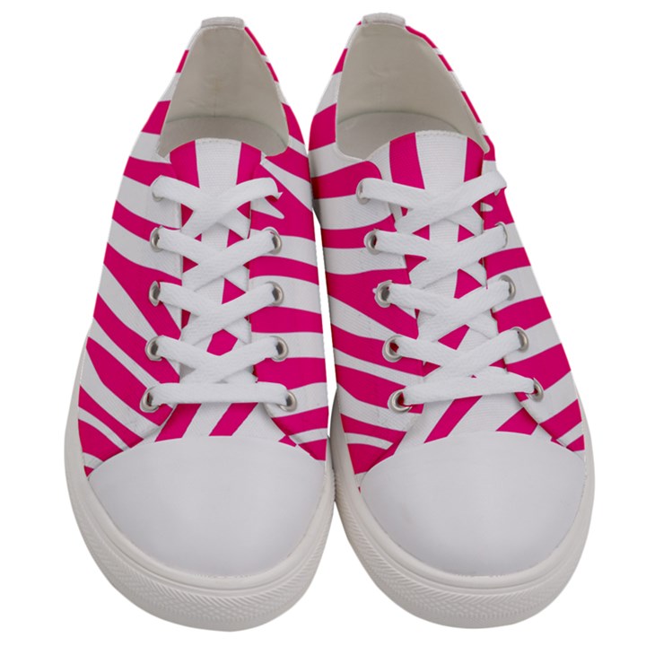 Pink Fucsia Zebra Vibes Animal Print Women s Low Top Canvas Sneakers