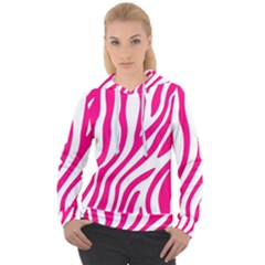 Pink Fucsia Zebra Vibes Animal Print Women s Overhead Hoodie by ConteMonfrey