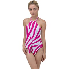 Pink Fucsia Zebra Vibes Animal Print Go With The Flow One Piece Swimsuit by ConteMonfrey