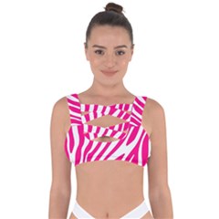 Pink Fucsia Zebra Vibes Animal Print Bandaged Up Bikini Top by ConteMonfrey