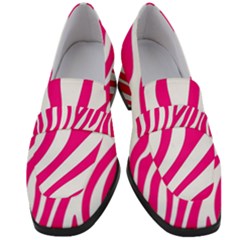 Pink Fucsia Zebra Vibes Animal Print Women s Chunky Heel Loafers by ConteMonfrey